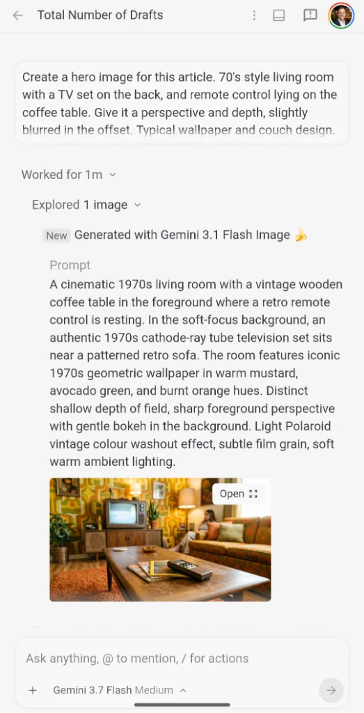 Image generation using Antigravity Remote Control